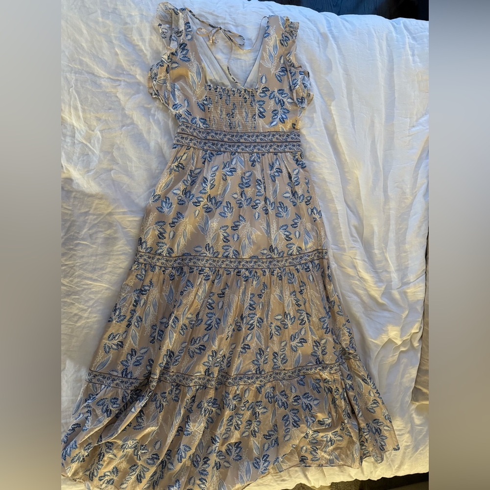 Floral Blue and Cream Maxi Dress - Picture 4 of 5